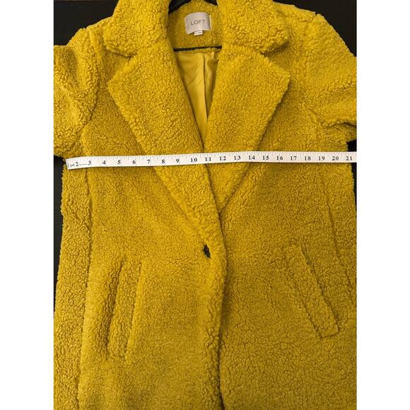 LOFT Teddy Coat Long Women M Medium Yellow - Picture 4 of 7